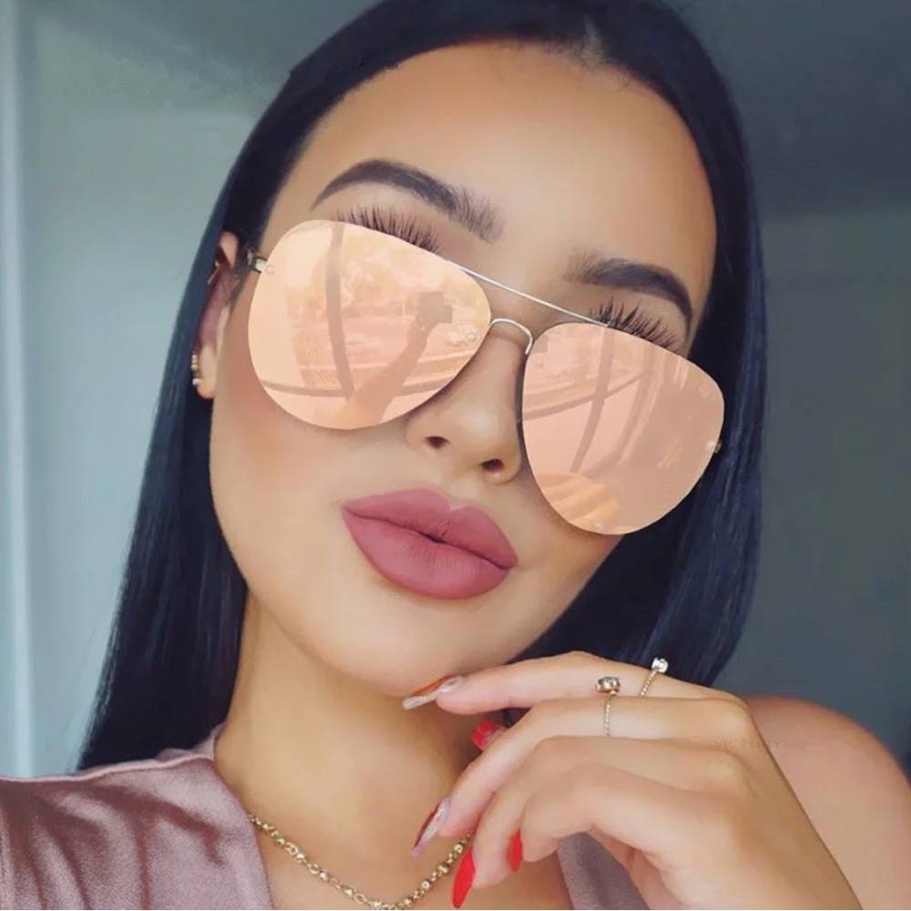 Stylish Rose Gold Aviator Sunglasses, Pink Mirror Driving Shades, NWOT